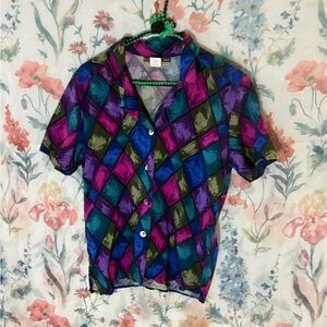 Vintage Notations Argyle Pattern Shirt